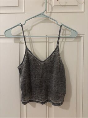 American Eagle Outfitters Gray Ribbed V-Neck Cami with Thin Straps